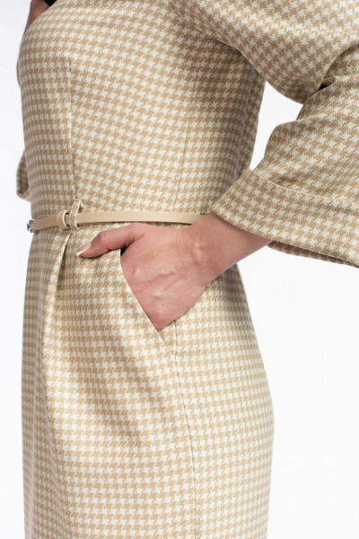 Платье в стиле деловой кэжуал с отрезным поясом FASHION CENTRE Пв-3624 молочно-песочный - фото 5