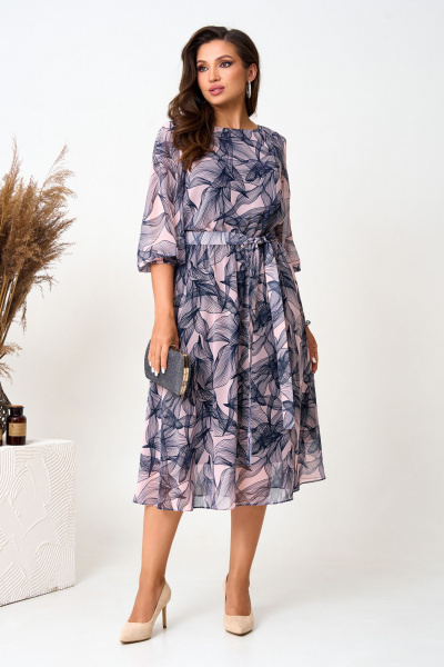 Платье AGATTI 5233 пудра_синий - фото 1