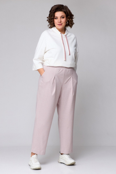 Демисезонный спортивный комплект из брюк и худи Michel chic 1366 пудра,молоко - фото 4