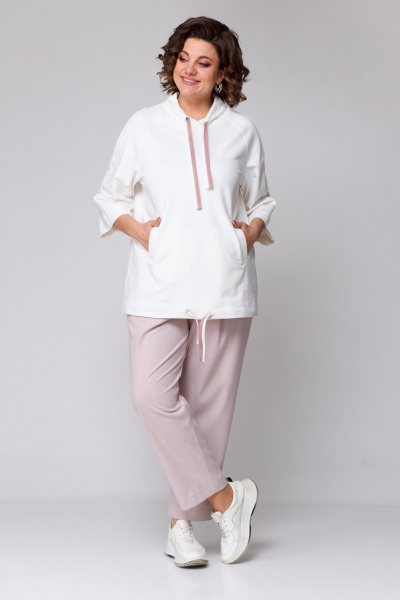 Демисезонный спортивный комплект из брюк и худи Michel chic 1366 пудра,молоко - фото 1