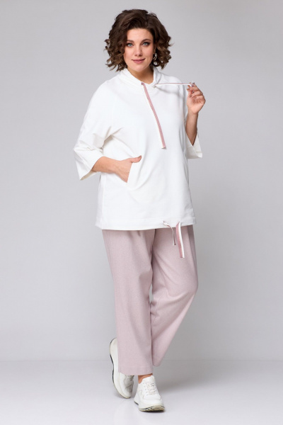 Демисезонный спортивный комплект из брюк и худи Michel chic 1366 пудра,молоко - фото 3