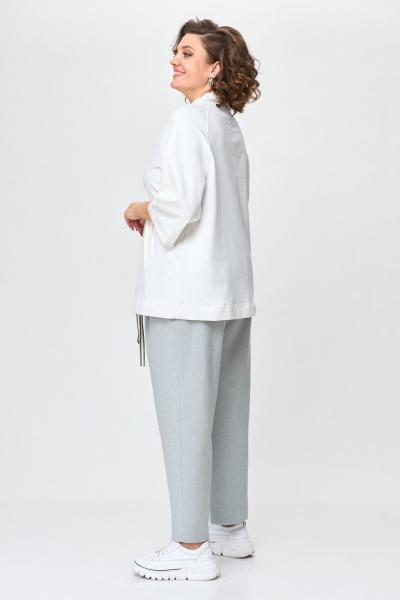 Демисезонное платье с отрезной планкой и карманами Michel chic 1366 зеленый,молоко - фото 5