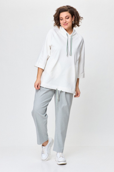 Демисезонное платье с отрезной планкой и карманами Michel chic 1366 зеленый,молоко - фото 3