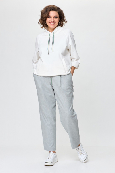 Демисезонное платье с отрезной планкой и карманами Michel chic 1366 зеленый,молоко - фото 2