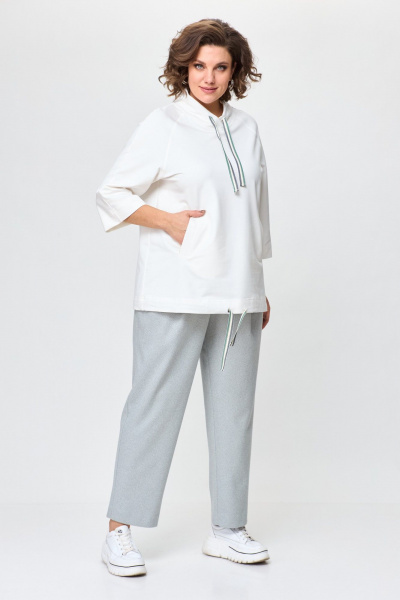 Демисезонное платье с отрезной планкой и карманами Michel chic 1366 зеленый,молоко - фото 1