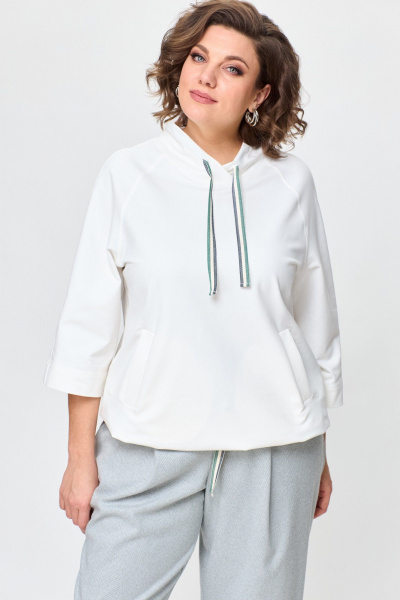 Демисезонное платье с отрезной планкой и карманами Michel chic 1366 зеленый,молоко - фото 6