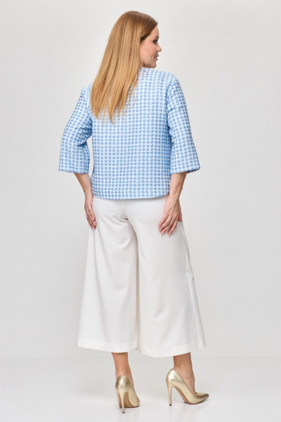 Бежево-голубой комплект из жакета и брюки-кюлоты Michel chic 1335/1 голубой,белый - фото 6