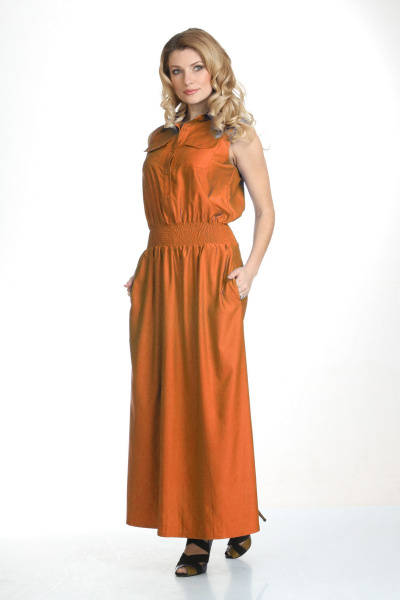 Платье Liona Style 430 оранжевый - фото 1