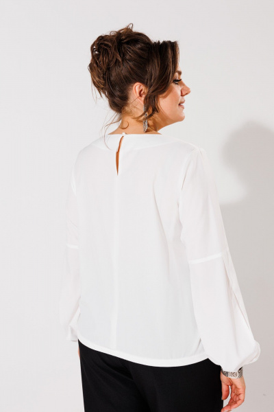Элегантная белая блуза с разрезами на рукавах Anelli 1355 белый - фото 5