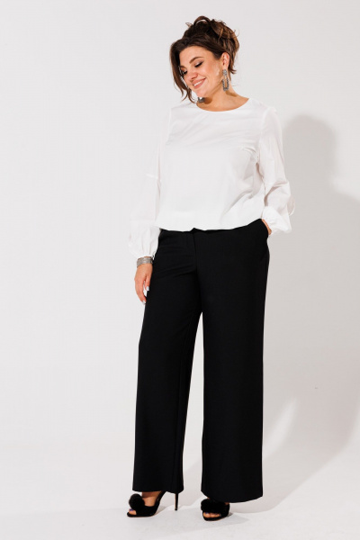 Элегантная белая блуза с разрезами на рукавах Anelli 1355 белый - фото 3