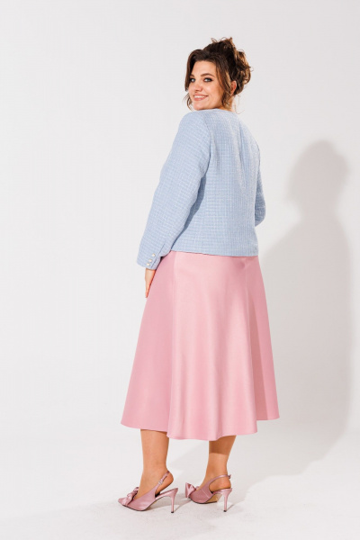 Юбка миди на косую из атласа и вискозы Anelli 1291 нежно-розовый - фото 3