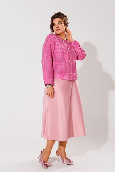 Юбка миди на косую из атласа и вискозы Anelli 1291 нежно-розовый - фото 2