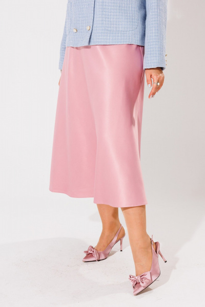 Юбка миди на косую из атласа и вискозы Anelli 1291 нежно-розовый - фото 1