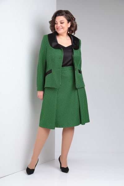 Деловой костюм жакет и юбка из костюмной ткани Takka Plus 23-214 - фото 8