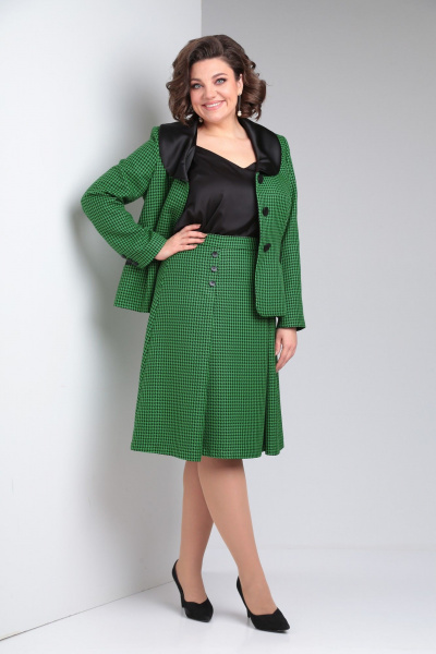 Деловой костюм жакет и юбка из костюмной ткани Takka Plus 23-214 - фото 6