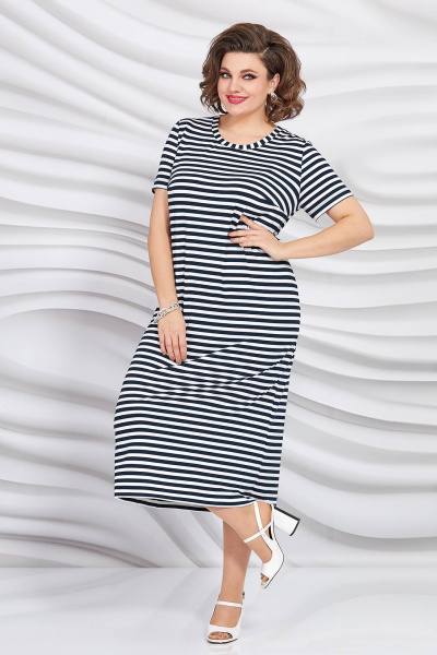 Летний комплект из полосатого платья и удлиненной накидки Mira Fashion 5388 - фото 2