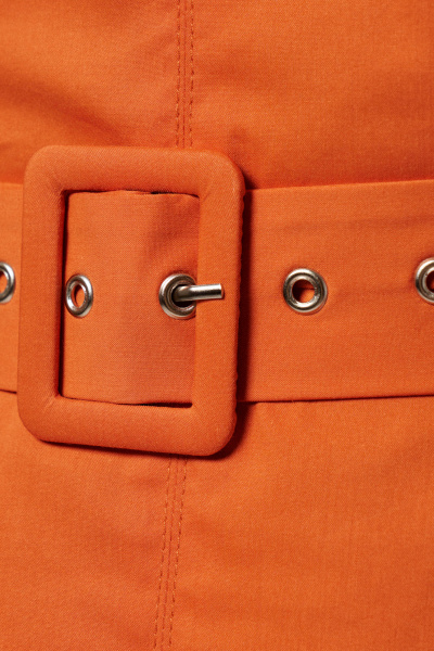 Платье приталенное с поясом и карманами Панда 143683w оранжевый - фото 4