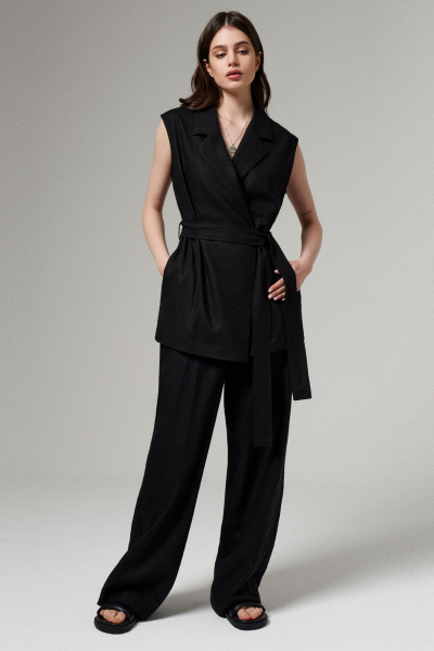 Жилет женский из вискозной ткани без рукавов Панда 185337w черный - фото 1