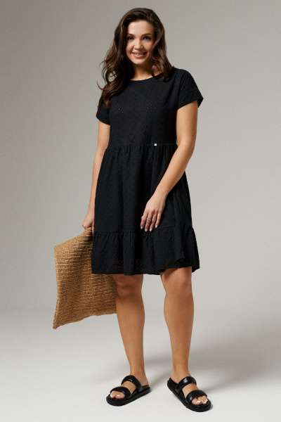 Платье на каждый день с воланами и хлопковым подкладом Панда 186080w черный - фото 1