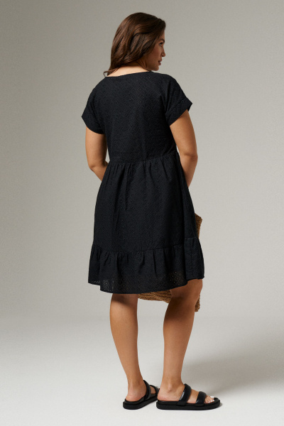 Платье на каждый день с воланами и хлопковым подкладом Панда 186080w черный - фото 4