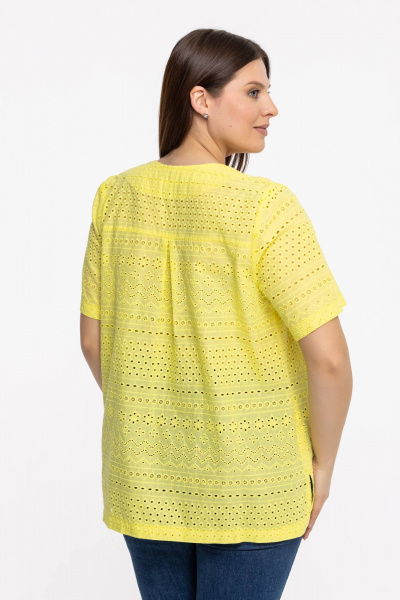 Блуза летняя с кружевом и разрезами на каждый день Avila 0858 желтый - фото 2