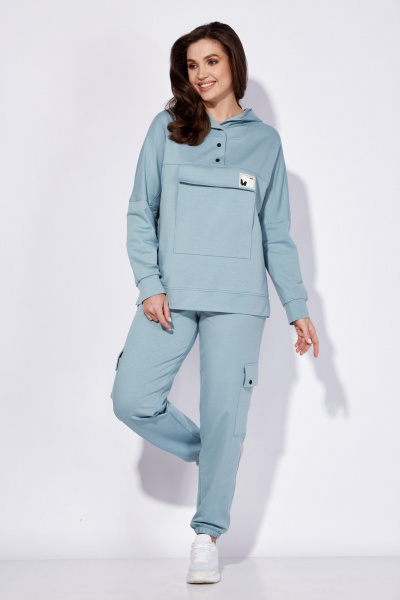 Брюки и свитшот комплект из трикотажа для демисезона TAiER 1259 голубой - фото 3