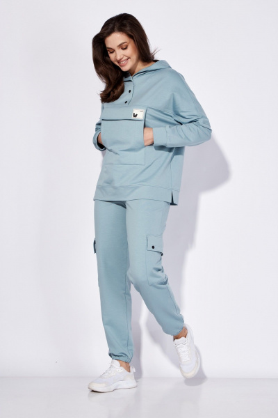 Брюки и свитшот комплект из трикотажа для демисезона TAiER 1259 голубой - фото 2