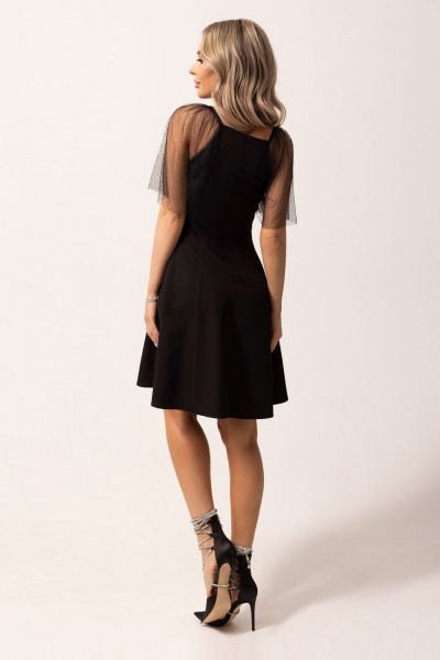 Платье черное с рельефами и реглан-рюшами для повседневных мероприятий Golden Valley 4976 черный - фото 4