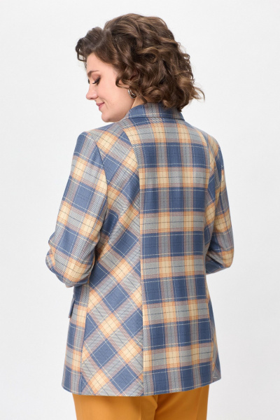 Брюки и жакет деловой костюм из хлопка и текстиля БелЭльСтиль 203-2 83 22+596-2 79 22 клетка+горчица - фото 8