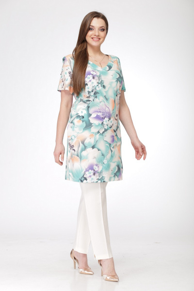 Брюки, туника Ларс Стиль 269 бирюзовый - фото 1