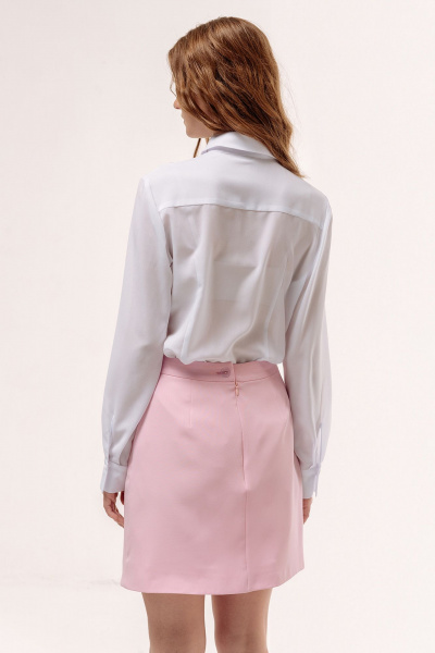 Розовая юбка на запах с складками и поясом FLAIM 1051.01 розовый - фото 4