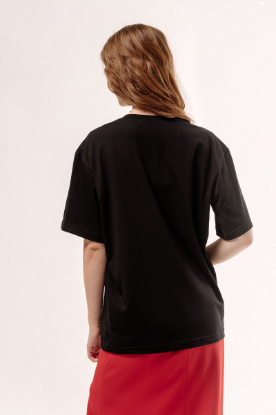 Черная майка с цветами и укороченным рукавом FLAIM 1055 черный - фото 2