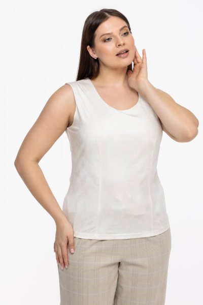 Топ без рукавов однотонный широкий обхват и универсальная посадка Avila 0951 молочный - фото 4