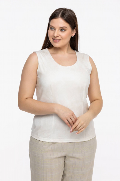 Топ без рукавов однотонный широкий обхват и универсальная посадка Avila 0951 молочный - фото 3