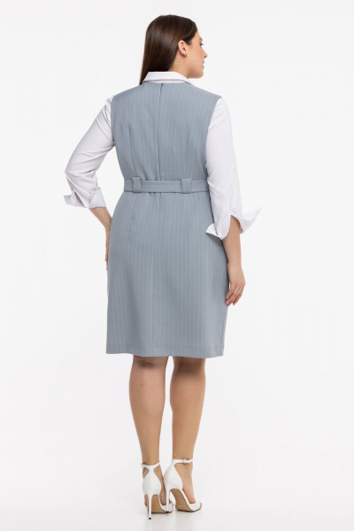 Деловой демисезонный приталенный сарафан из текстиля Avila 0833 серый - фото 6