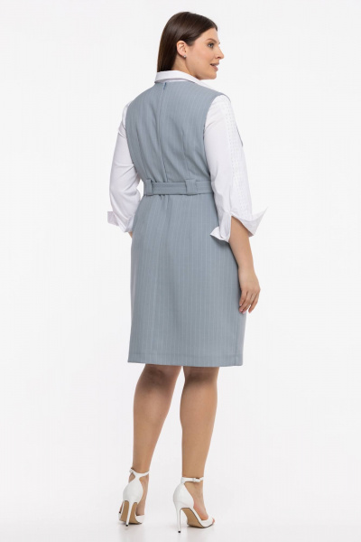 Деловой демисезонный приталенный сарафан из текстиля Avila 0833 серый - фото 5