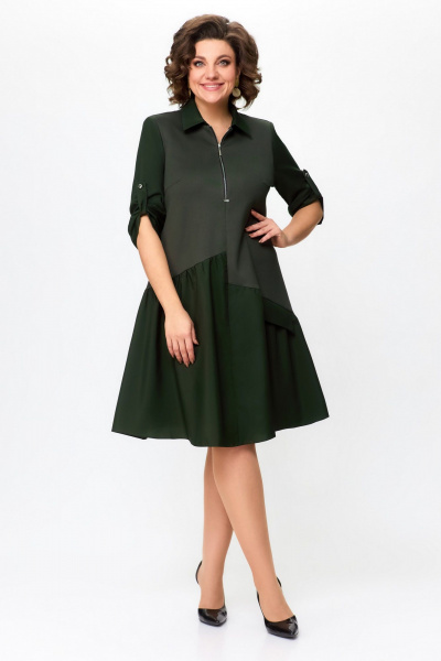 Платье из текстиля в стиле на каждый день, длина 102 см DaLi 5617 б хаки - фото 1