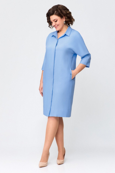 Платье из текстиля в стиле на каждый день, длина 105 см DaLi 3660 голубое - фото 4