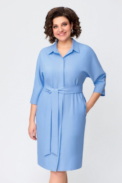 Платье из текстиля в стиле на каждый день, длина 105 см DaLi 3660 голубое - фото 1