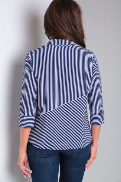 Свободная синяя блузка из вискозы с накладными карманами Modema м.726/2 - фото 4