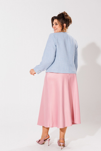 Голубой жакет в стиле Шанель из текстиля Anelli 1430 голубой - фото 6