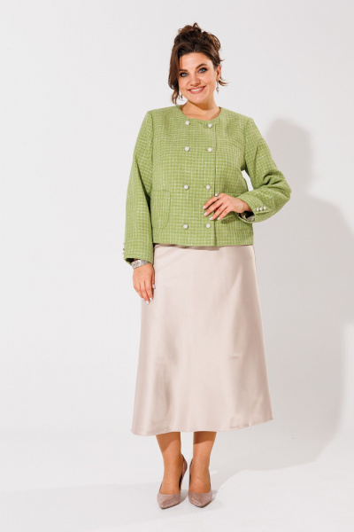 Зеленый жакет в стиле Шанель из текстиля Anelli 1430 зеленый - фото 4