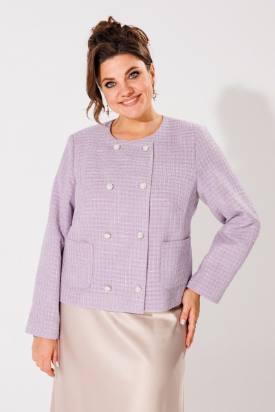 Фиолетовый жакет в стиле Шанель из текстиля Anelli 1430 лиловый - фото 4