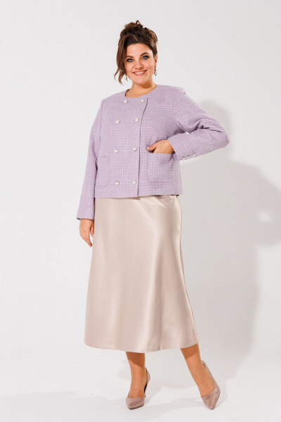 Фиолетовый жакет в стиле Шанель из текстиля Anelli 1430 лиловый - фото 3