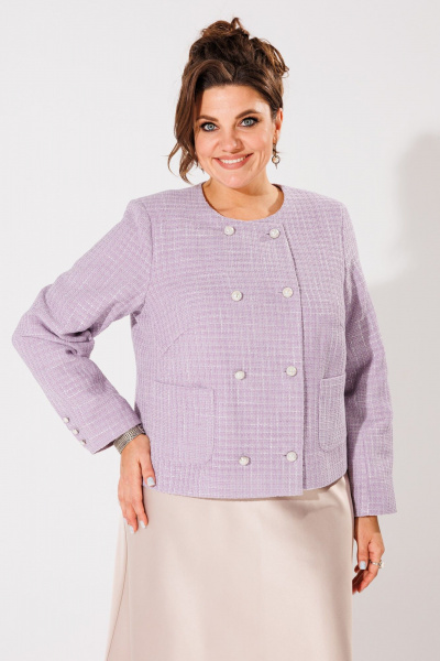 Фиолетовый жакет в стиле Шанель из текстиля Anelli 1430 лиловый - фото 1