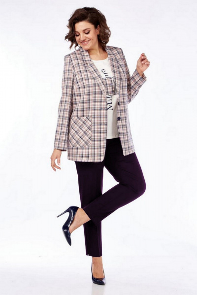 Брюки, жакет, футболка Милора-стиль 1198 брюки_баклажан - фото 1