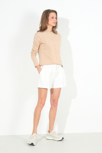Летние белые короткие шорты со складками Luitui R2040 молочный - фото 1