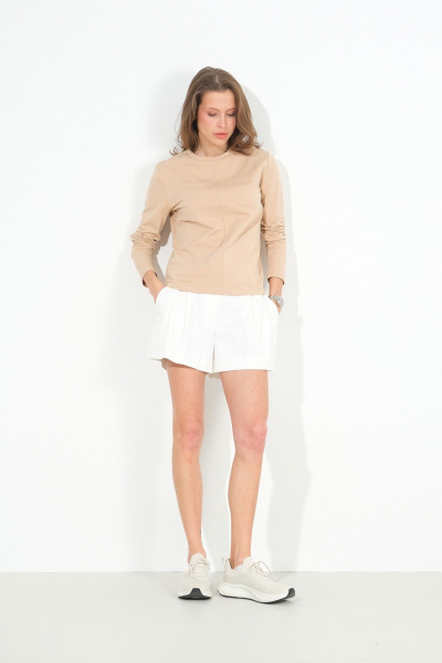 Летние белые короткие шорты со складками Luitui R2040 молочный - фото 2