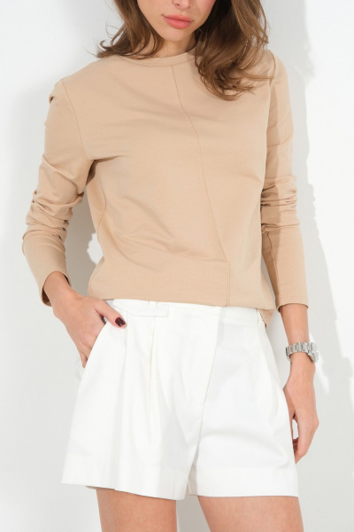 Летние белые короткие шорты со складками Luitui R2040 молочный - фото 3