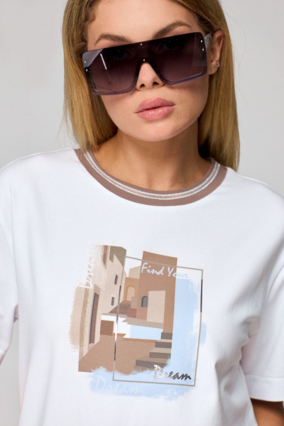 Футболка Laikony L-751-1 голубой_принт - фото 2